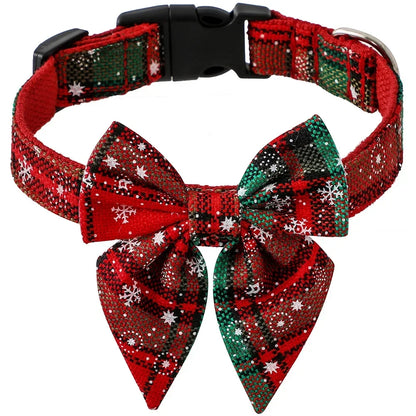 Cotton Christmas Snowflake Dog Collar for Small & Large Pets