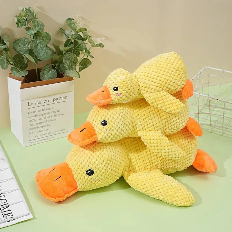 Plush Calming Duck Dog Toy Durable Squeaky Chew for Puppies & Dogs