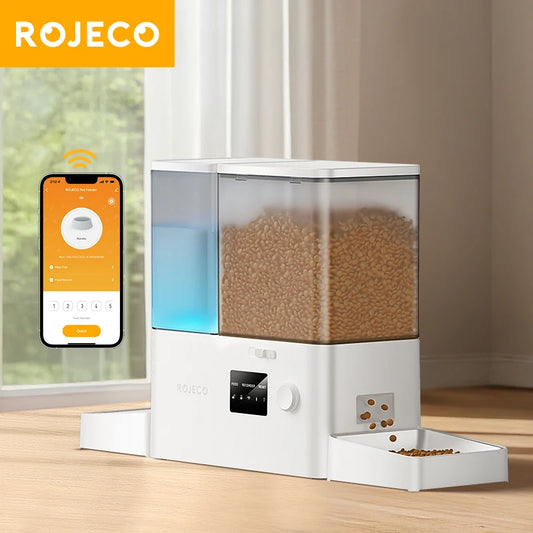 ROJECO Smart Wi‑Fi Automatic Pet Feeder & Water Fountain Dispenser