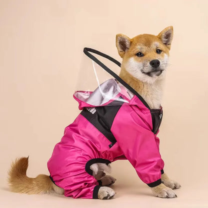 Transparent Hood Waterproof Dog Raincoat
