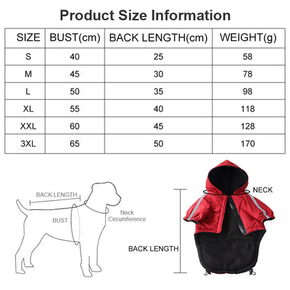 Waterproof Warm Hooded Dog Coat Reflective Winter Jacket for Small Dogs & Cats