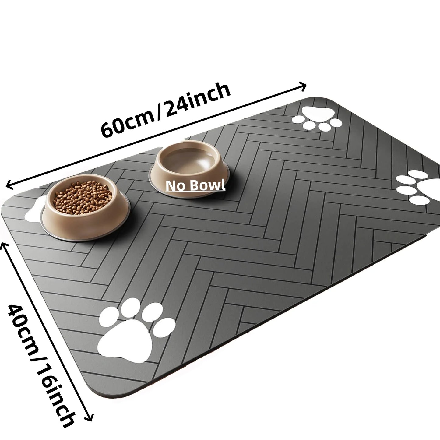Absorbent Pet Feeding Mat with Waterproof Backing for Dog & Cat Bowls