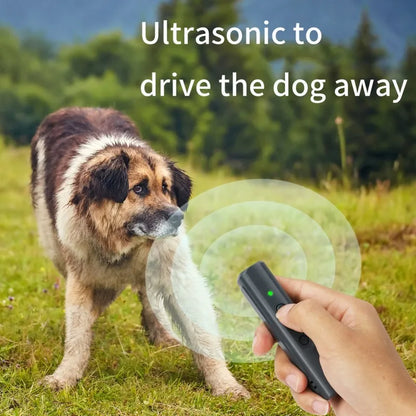USB Rechargeable Ultrasonic Dog Repeller Anti‑Barking Trainer with LED