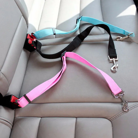Adjustable Pet Car Seat Belt with Dog Harness Safety Lead Clip