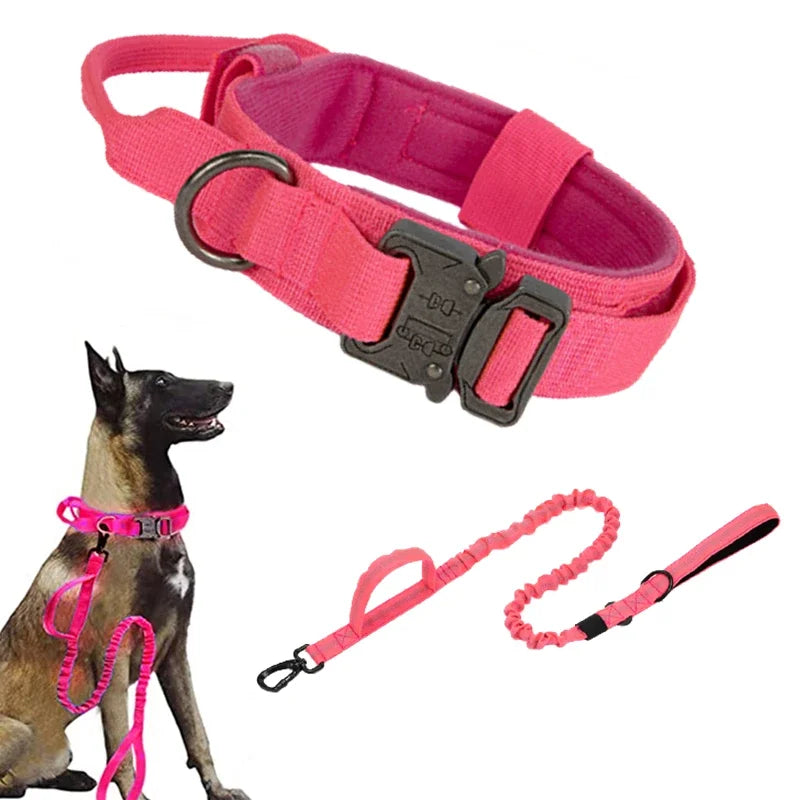 Durable Tactical Dog Collar Leash Set Adjustable Military Pet