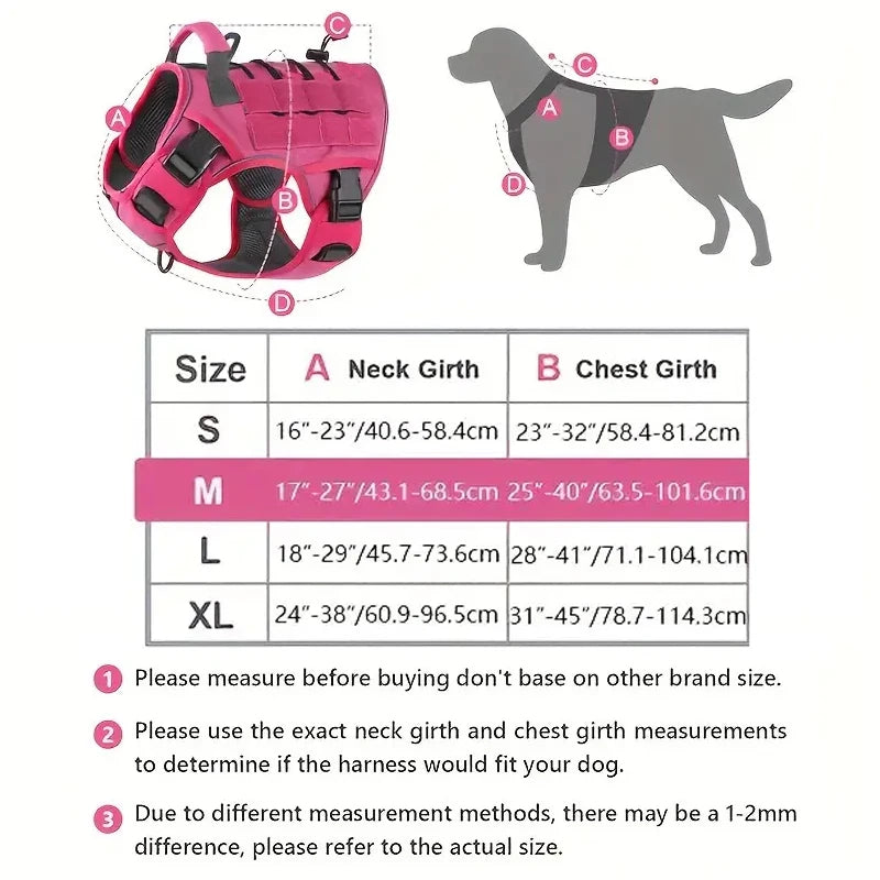 Adjustable No-Pull Tactical Dog Harness with Handle for Large Dogs