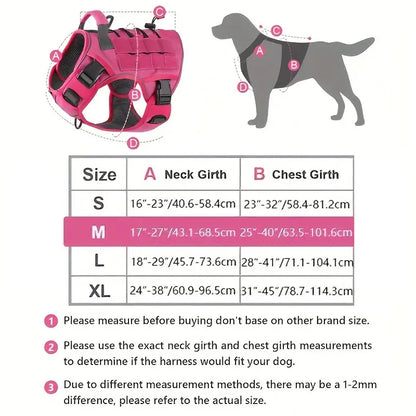 Adjustable No-Pull Tactical Dog Harness with Handle for Large Dogs