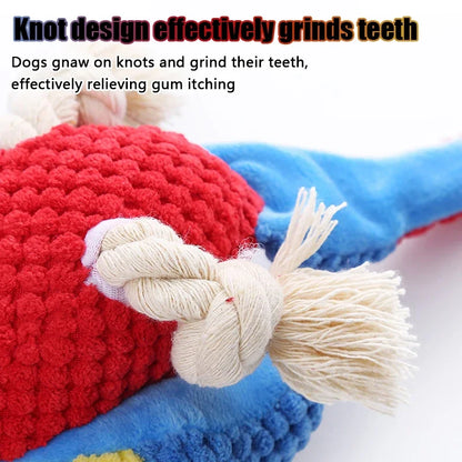 Plush Parrot Dog Chew Toy with Knots for Teeth Grinding