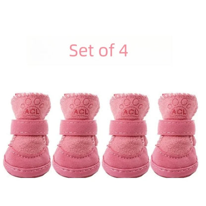 4‑Pack Plush Thickened Non‑Slip Pet Snow Boots for Small & Large Dogs