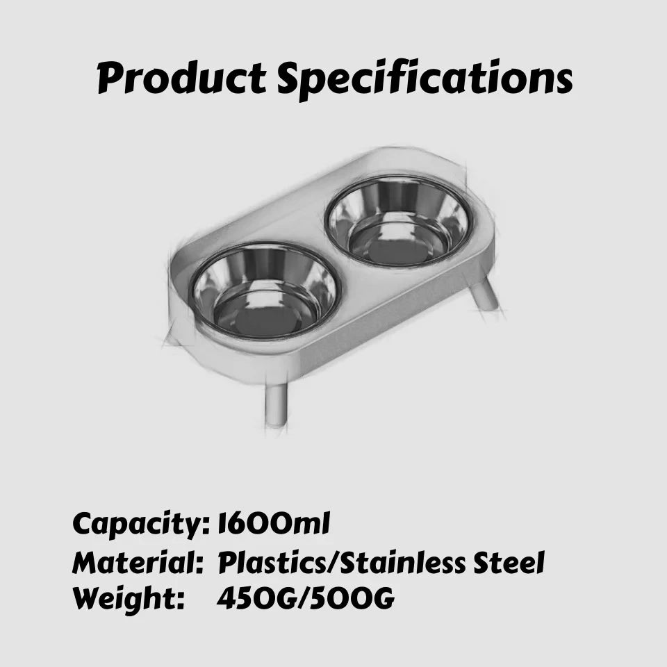 Elevated Pet Feeder with Dual Stainless Steel Bowls and Neck Support