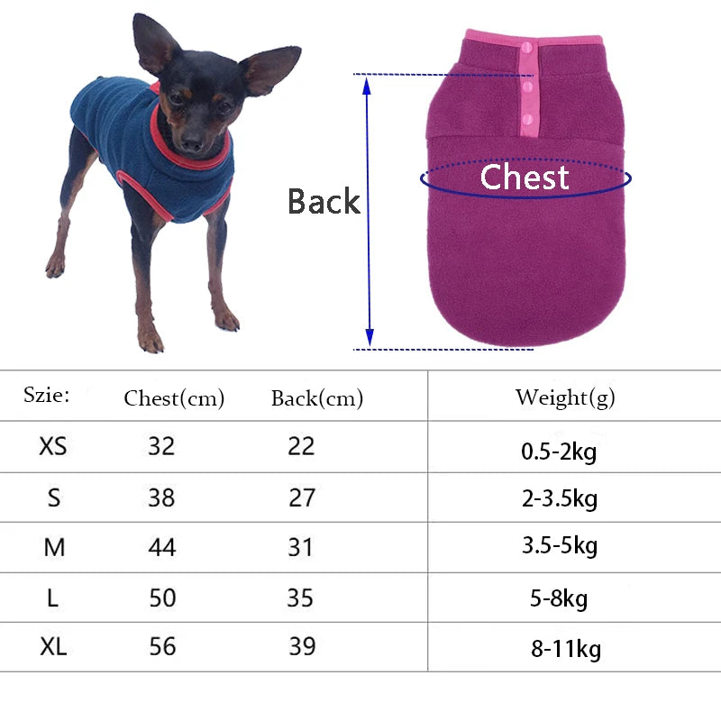 Fleece Dog Clothes Warm Vest for Small Dogs Spring Autumn