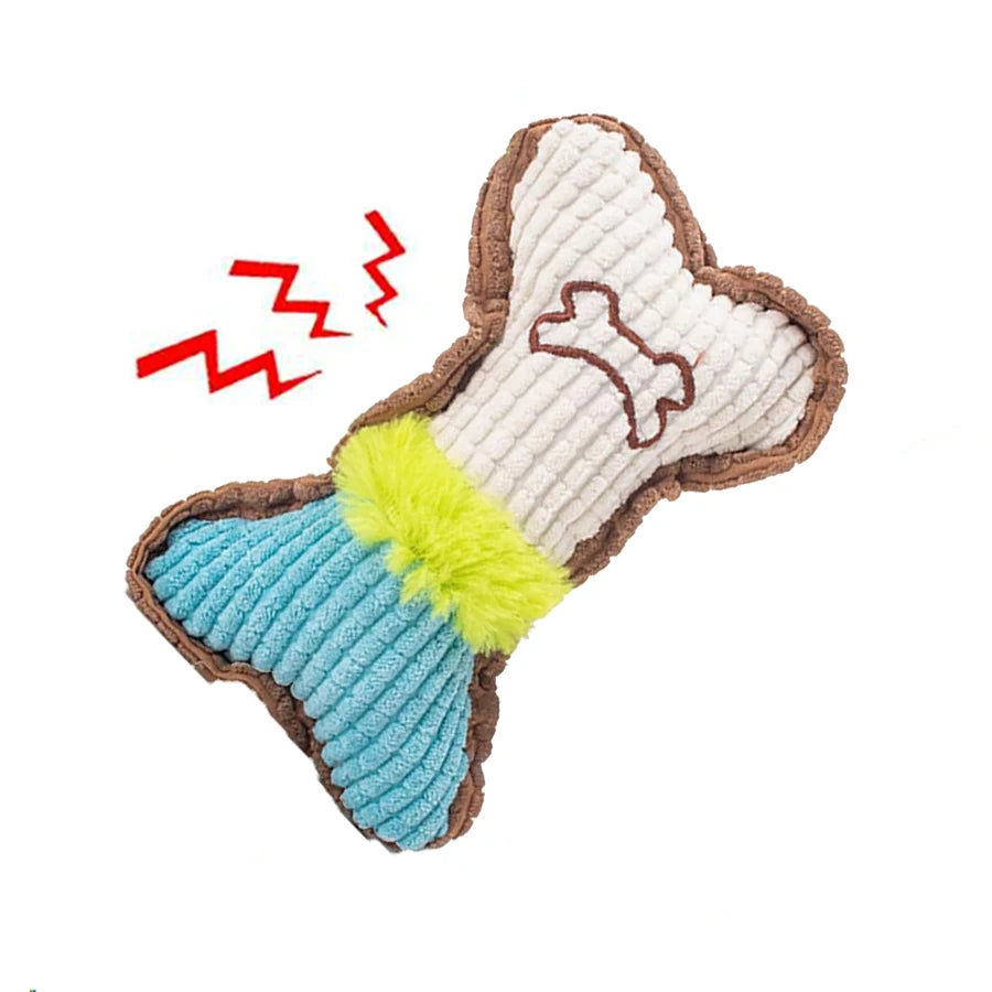 1PC Dog Squeaky Toys, Bones Plush Dogs