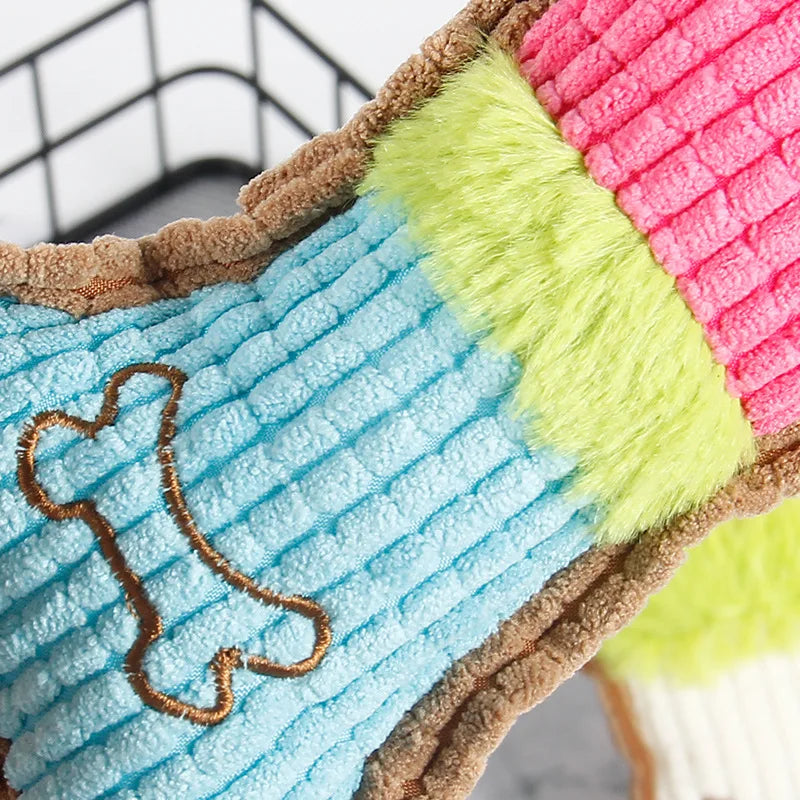 1PC Dog Squeaky Toys, Bones Plush Dogs