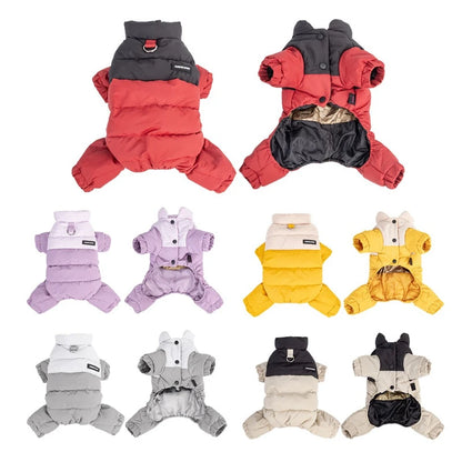 Waterproof Four-Leg Dog Winter Jacket – Warm Jumpsuit for Small & Medium Dogs