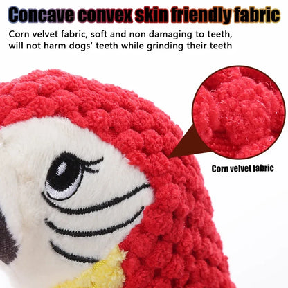 Plush Parrot Dog Chew Toy with Knots for Teeth Grinding