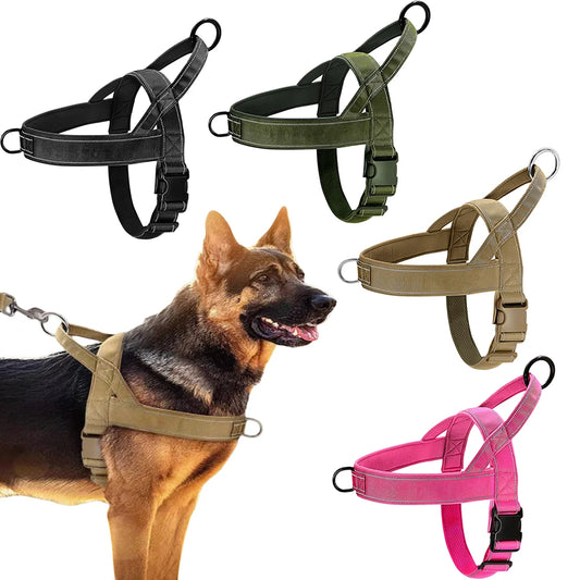 Tactical Anti-Pull Dog Harness 1000D Nylon with Handle & Reflective