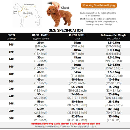 Thick Fleece Waterproof Dog Winter Jacket – Reflective Overall for Large Dogs