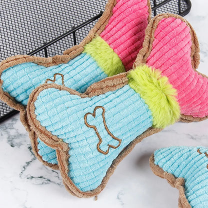 1PC Dog Squeaky Toys, Bones Plush Dogs