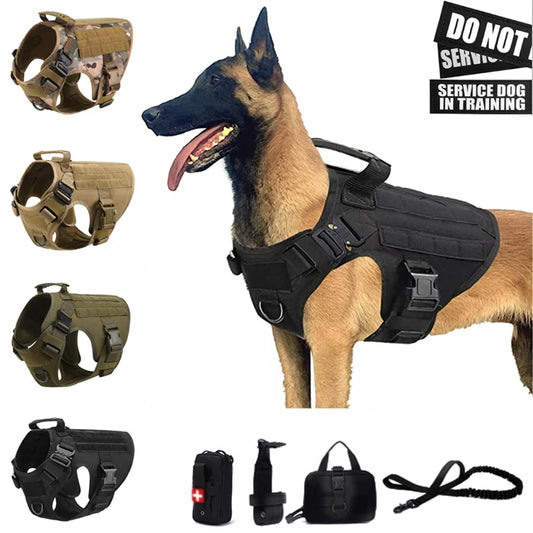 Tactical Dog Harness & Leash Set for German Shepherd, Retriever & All Breeds