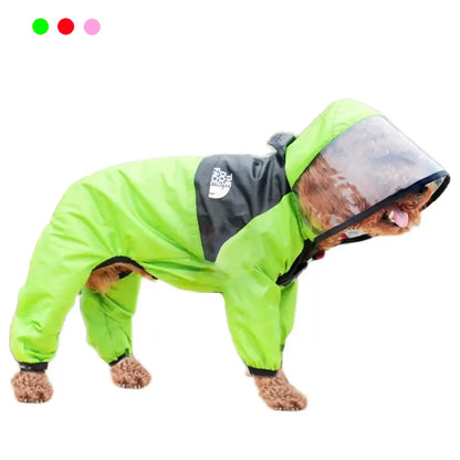 Transparent Hood Waterproof Dog Raincoat