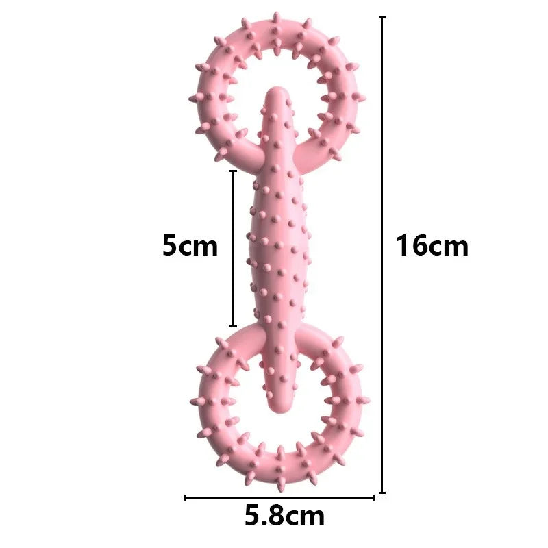 TPR Double Ring Dog Chew Toy for Teeth Cleaning Bite Resistant