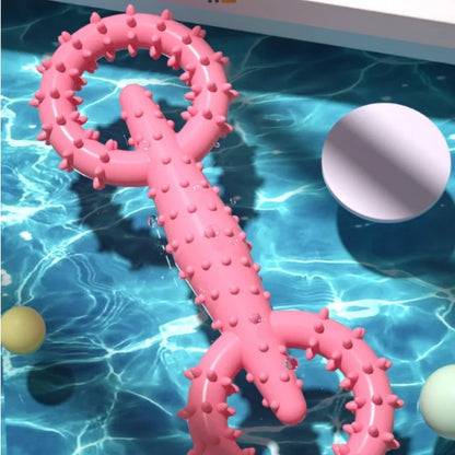 TPR Double Ring Dog Chew Toy for Teeth Cleaning Bite Resistant