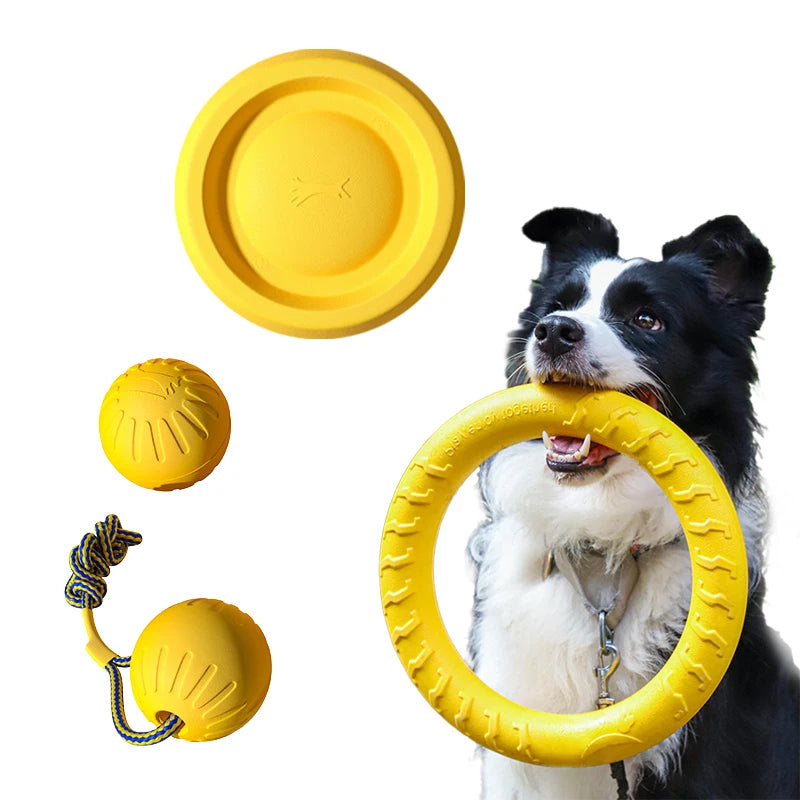 EVA Dog Toy Set 4-Pack: Flying Disc, Ball & Tug Rope Chew-Proof