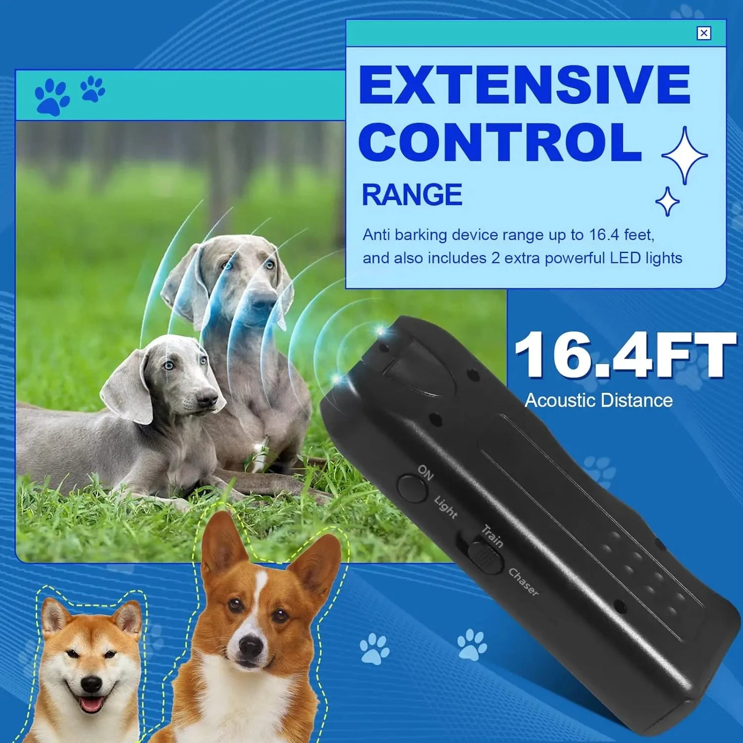 Dog Ultrasonic Repeller Pet Training Device Outdoor Deterrent Chaser
