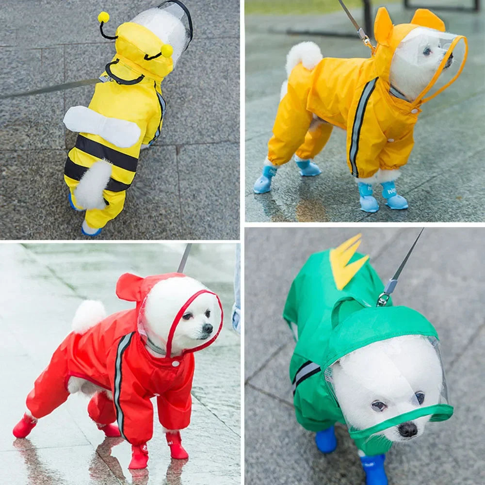 Cute Bear Waterproof Dog Rain Suit