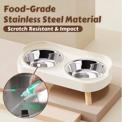 Elevated Pet Feeder with Dual Stainless Steel Bowls and Neck Support