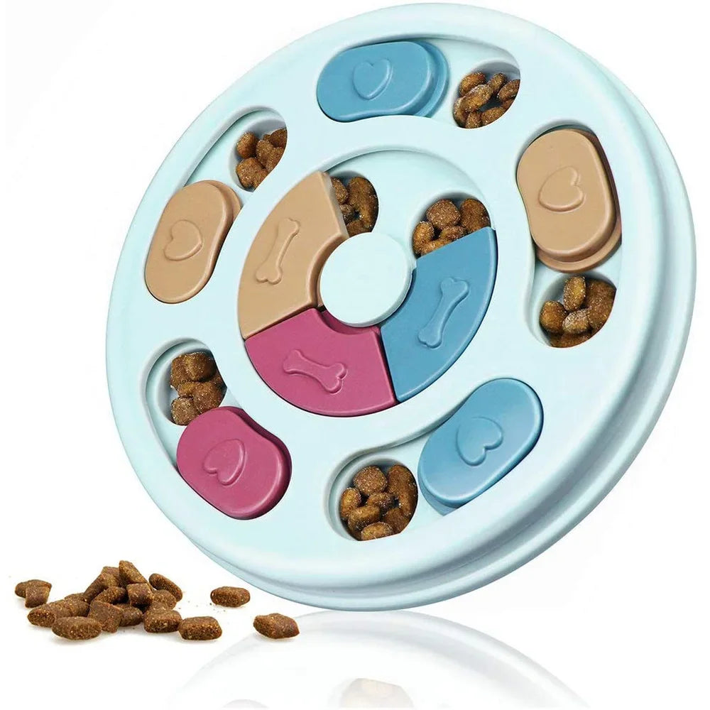 Interactive Slow Feeder Puzzle Bowl for Dogs & Cats IQ Food Dispenser