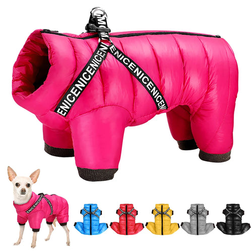 Super Warm Waterproof Dog Winter Jacket with Built-In Harness – For Small & Medium Dogs