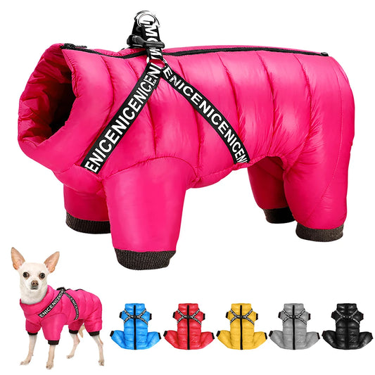 Super Warm Waterproof Dog Winter Jacket with Built-In Harness – For Small & Medium Dogs