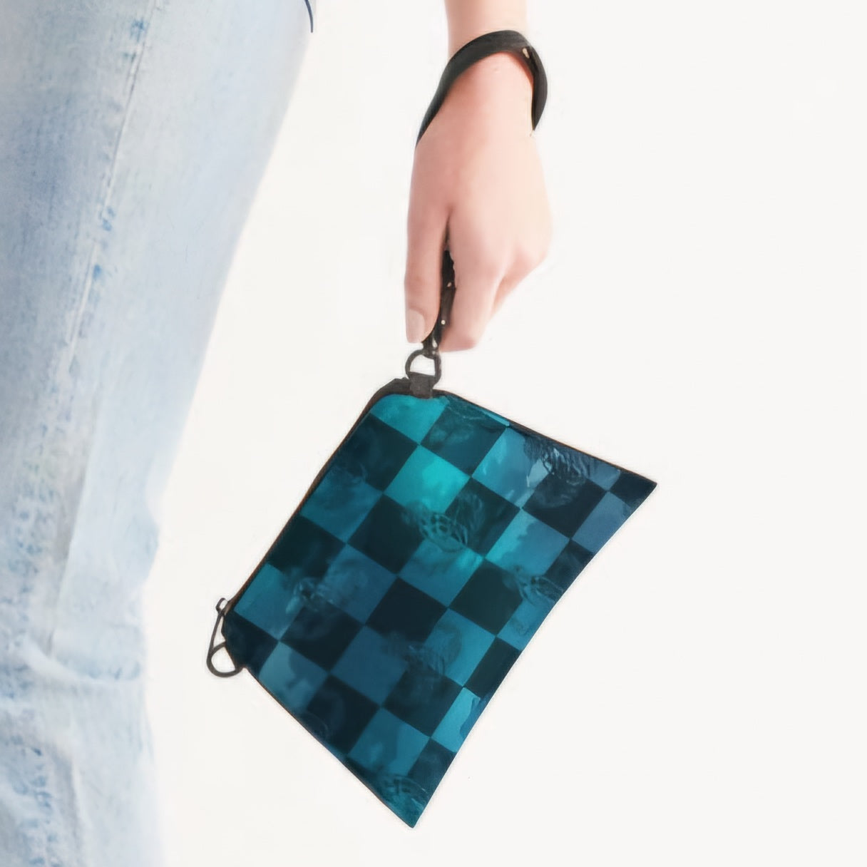 Print On Demand  - Crossbody/Wristlet - "EOD Buffoulage Checkered Flag" (Teal)