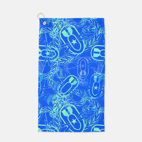 Print On Demand - Golf Towel - "It's 5 o'clock Somewhere" (Green on Blue)