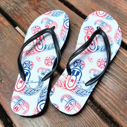 Flip Flops - "EOD Badges x 3" (Red, White, & Blue) Size 5/6